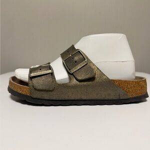 Birkenstock Arizona Gray Gold Metallic Leather Women's EU 38 US 7-7.5 Medium